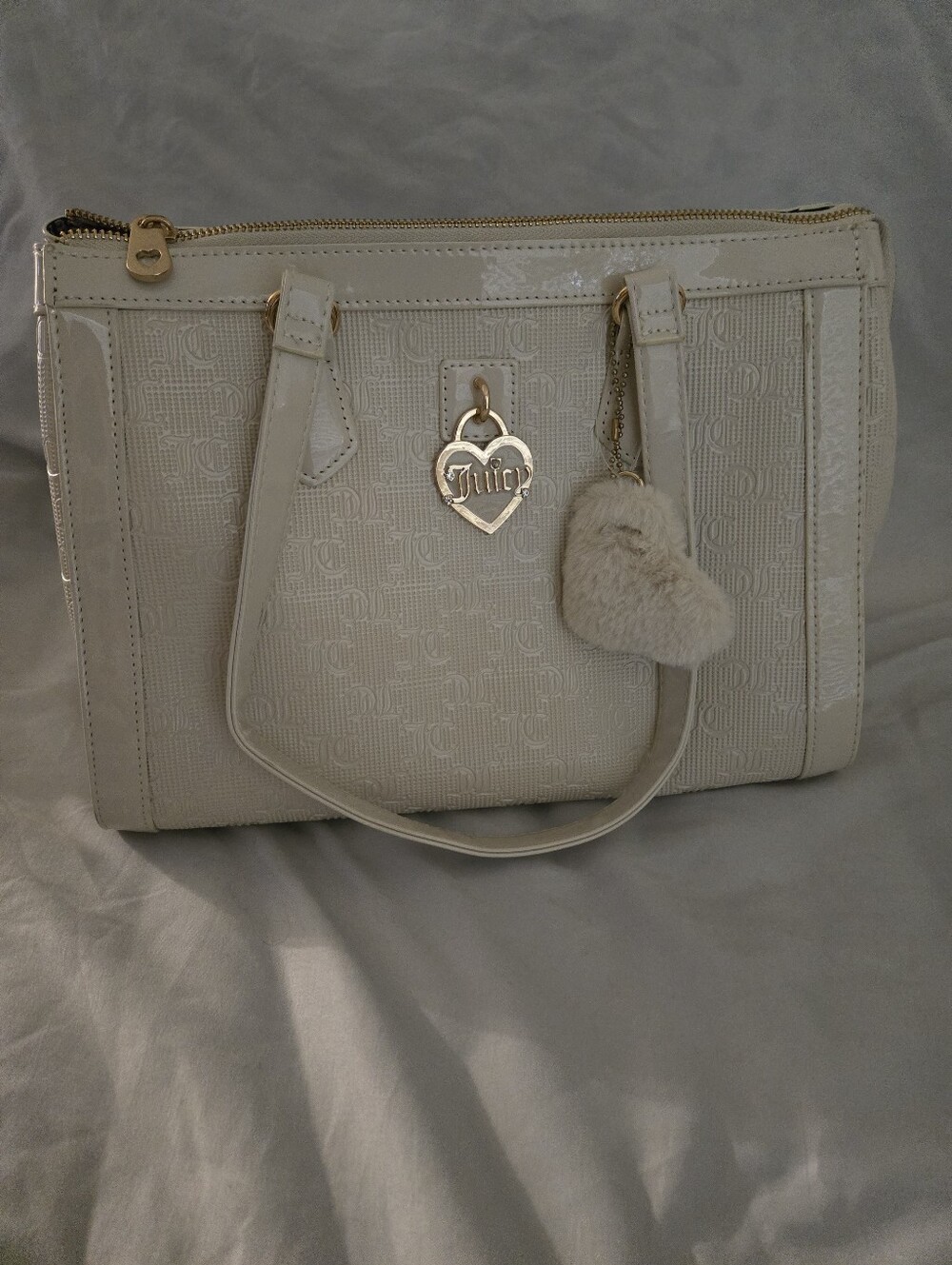 Juicy Couture Simply Perfect Tote With Heart Charm Pom